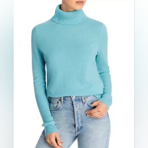 100% cashmere turtleneck sweater, Aqua